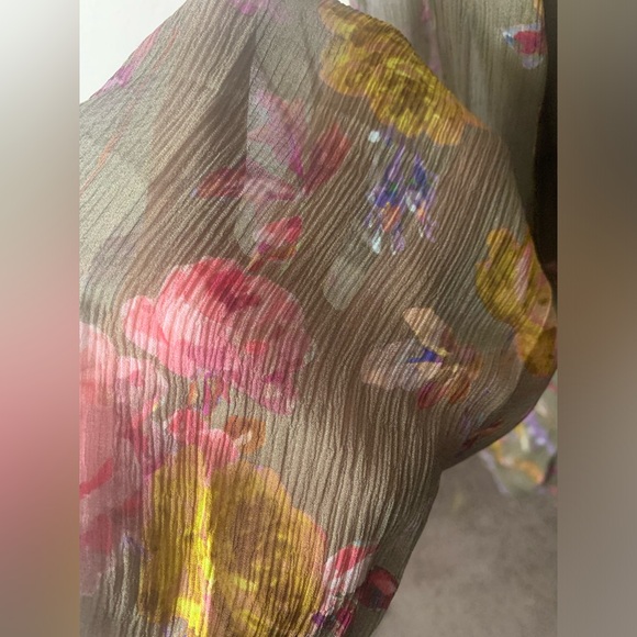 NWOT PAIGE Elynne Floral Long Sleeve Silk Chiffon Dress in Moss Multi Size XL - Picture 9 of 13